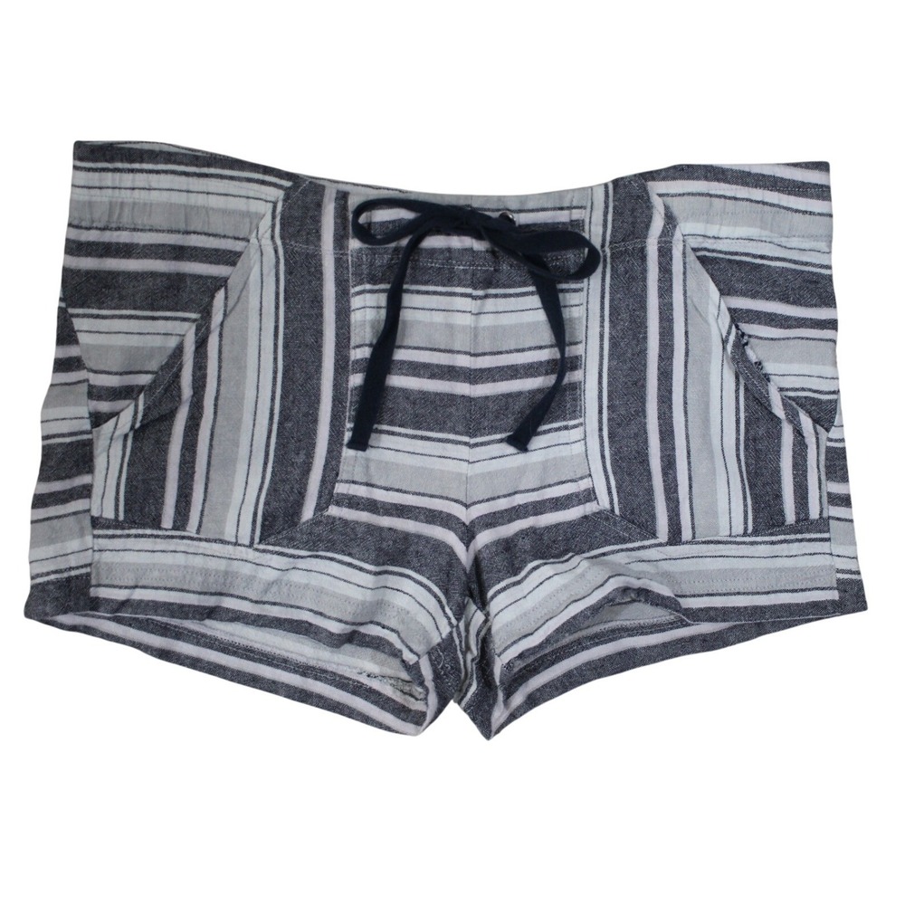 Jolt Striped Linen Blend Shorts Gray White Drawstring Casual Size 11
